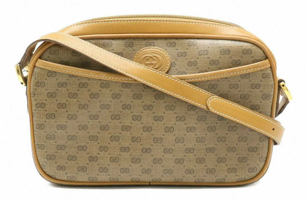 Gucci GG Crossbody Bag Leather Beige Brown Cream Oak